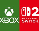 Logotipos do Xbox e do Switch 2 empilhados lado a lado (Fonte da imagem: Microsoft Xbox Gaming, Nintendo of America com edições)