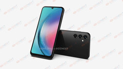 Uma renderização do &quot;Galaxy A25 5G&quot;. (Fonte: OnLeaks x Giznext)