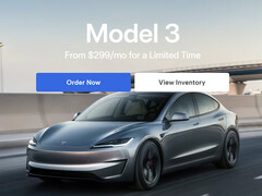 O aluguel do Model 3 agora começa a partir de US$ 299/mês. (Fonte da imagem: Tesla)