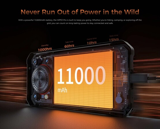 O smartphone robusto Oukitel WP53 Pro possui uma enorme bateria de 11.000 mAh. (Fonte da imagem: Oukitel)