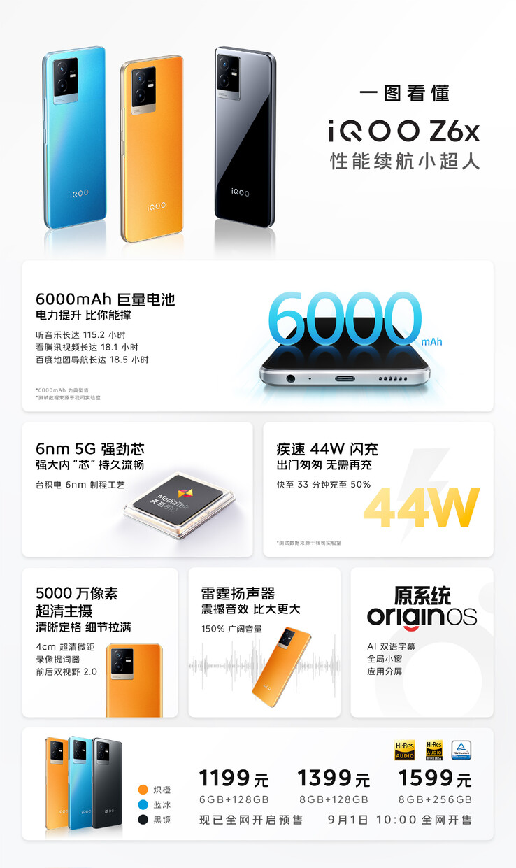 iQOO liberta o Z6 renovado e o novo Z6x. (Fonte: iQOO via Weibo)