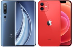 O Mi 10 Pro foi avaliado mais alto por suas qualidades de áudio do que o iPhone 12. (Fonte da imagem: Xiaomi/Apple - editado)