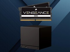 Steam Machine mostrada abaixo da memória DDR5 SO-DIMM (Fonte da imagem: Corsair, Valve com edições)