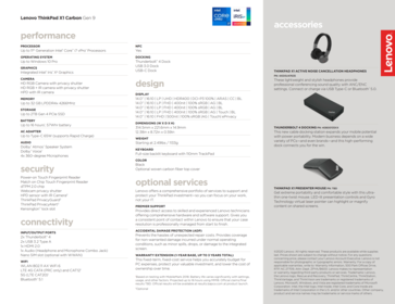 Especificações do Lenovo ThinkPad X1 Carbon Gen 9