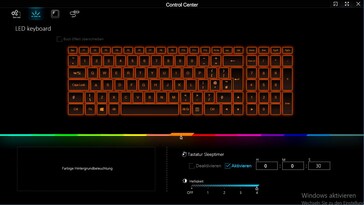 Centro de Controle: iluminação do teclado