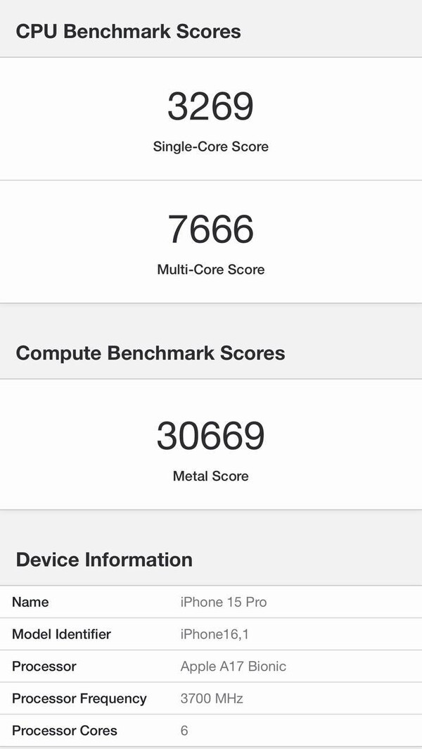 Suposta listagem do Geekbench do Apple A17 Bionic (imagem via @Naveen_tech_wala no Twitter)