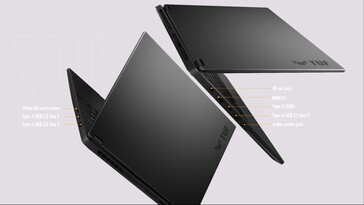 Portas do ASUS TUF Gaming A14. (Fonte: ASUS)