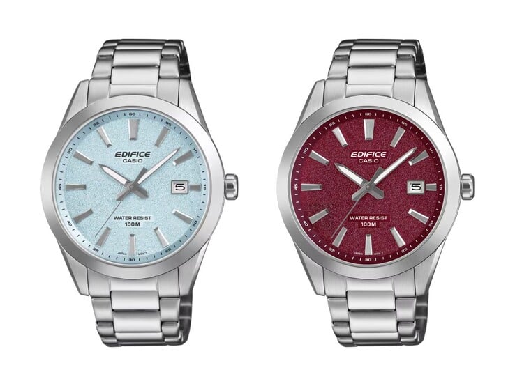 Os relógios Casio Edifice EFV-160D-2BV (esquerda) e EFV-160D-4AV (direita)