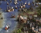 Uma imagem mostrando uma batalha naval em Cossacks 3.