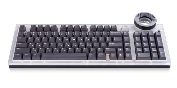 O Lenovo Yoga Creative Keyboard AngryMiao Edition tem uma parte superior transparente.