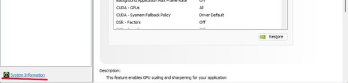 Uma captura de tela do Painel de Controle da Nvidia no Windows 11 com um destaque vermelho nas Informações do Sistema na parte inferior. (Fonte da imagem: Captura de tela do Windows)