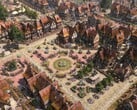 Uma imagem que mostra uma praça pública em Farthest Frontier.