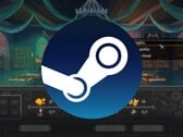 Uma imagem mostrando o logotipo do Steam e o jogo Yes, Your Grace, agora em promoção.