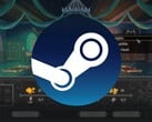 Uma imagem mostrando o logotipo do Steam e o jogo Yes, Your Grace, agora em promoção.
