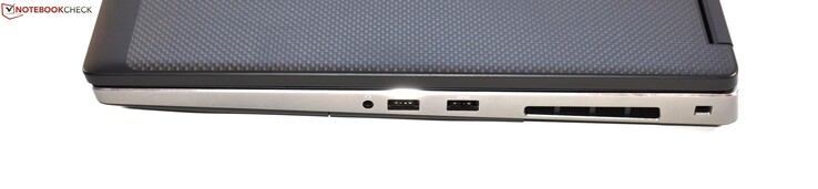 Right-hand side: 3.5 mm jack, 2x USB 3.0 Type-A, Noble lock slot