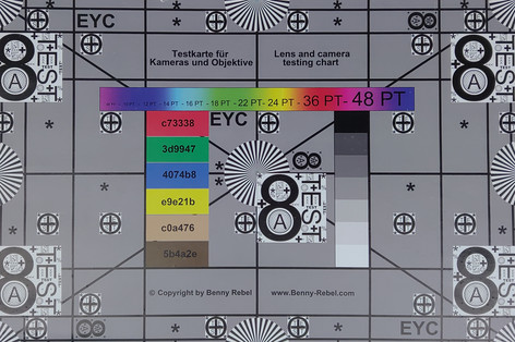 A photo of our test chart