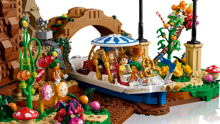 Uma imagem do novo conjunto LEGO mostrando as figuras na Wonkatania. (Fonte da imagem: LEGO)