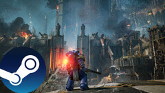 Uma captura de tela do jogo Warhammer 40,000: Space Marine 2 que mostra a arte do ambiente no jogo. (Fonte: Steam - Editado)