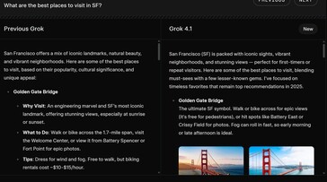 a IA do xAI Grok 4.1 é melhor na elaboração de respostas mais divertidas e úteis às solicitações. (Fonte da imagem: xAI)