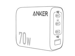 O novo carregador de parede Anker Zolo 4 portas 70W (foto) terá um plugue dobrável. (Fonte da imagem: @AnkerInsider no X/Twitter)