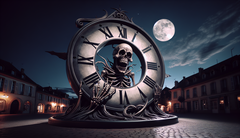 O relógio Death Clock do YouTuber Vsauce mostra o tempo que falta para a morte e foi projetado para lembrar os usuários da transitoriedade da vida. (Fonte da imagem: DallE3)