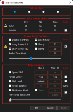 Ajustes ThrottleStop @25 W