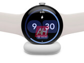 O "Pixel Watch 4" em um carregador. (Fonte da imagem: Android Headlines)