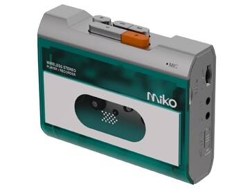 Interruptor Bluetooth e conectores de entrada/saída de áudio de 3,5 mm no outro lado.