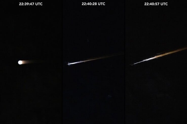 Uma imagem mostrando as bolas de fogo capturadas por Chris Williams na atmosfera.