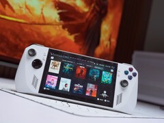 Asus ROG Ally modificado com uma bateria de 90Wh e placa traseira personalizada impressa em 3D, executando o SteamOS e exibindo uma biblioteca de jogos AAA e independentes em sua tela inicial. (Fonte da imagem: Miner TechTips / YouTube)