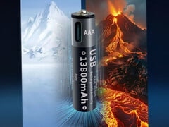 Material promocional para o conjunto de pilhas AAA