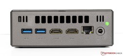 Lado posterior: 2x USB 3.0, 2x HDMI, 2x LAN GBit, conector de rede