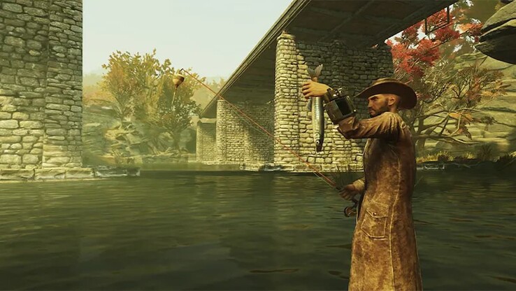 A atualização Fallout 76 Gone Fission adicionou uma nova jogabilidade relacionada à pesca (Fonte da imagem: Bethesda)