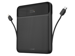 O novo banco de energia revolt tem cabos USB-C e Lightning integrados. (Fonte da imagem: Pearl)