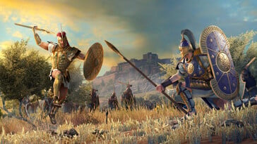Uma imagem mostrando um duelo em A Total War Saga: Troy.