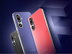 O Samsung Galaxy F36 5G vem nas texturas de couro sintético vermelho coral, violeta luxuoso e preto ônix (Fonte da imagem: Samsung)