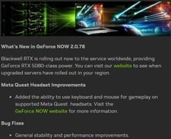 GeForce Agora a versão 2.0.78 já está disponível com acesso aos servidores GeForce RTX 5080 em todo o mundo (Fonte da imagem: Own)