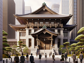 Tribunal japonês (Fonte: imagem gerada por DALL-E 3)