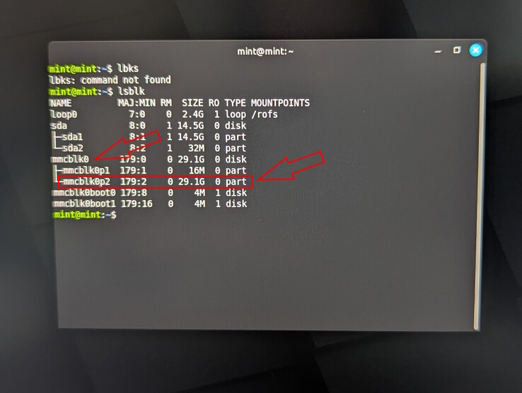 Verificação final com lsblk mostrando o tamanho da partição expandida (29 GB)