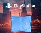 Banner das ações da Sony exibido com uma caixa física de jogo vazia