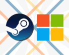 Se o vazamento for verdadeiro, os títulos do Steam poderão ficar disponíveis na Microsoft Store por meio de links de backend. (Fonte da imagem: Steam, Microsoft - editado)