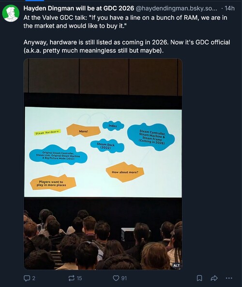 Piada sobre falta de memória na apresentação da Valve GDC 2026