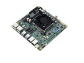 A placa-mãe MIX-PT LWV1 Mini ITX da Aaeon se parece com uma típica placa-mãe SFF compacta com ventilador integrado.