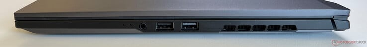 Direita: Conector de áudio de 3,5 mm, USB 2.0 Tipo A, USB 3.2 Gen1 Tipo A (5 GBit/s)
