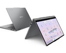 O Lenovo Chromebook Plus 2 em 1 apresenta uma tela IPS de 14 polegadas com suporte a toque. (Fonte da imagem: Lenovo)