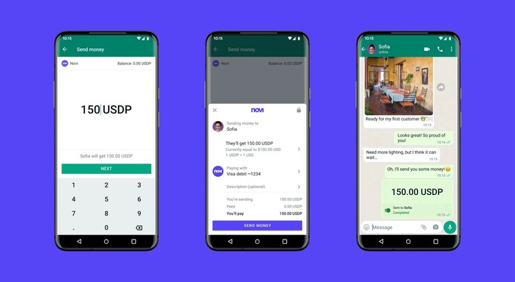 A Novi Wallet agora funciona no WhatsApp para certos usuários dos EUA. (Fonte: Novi)