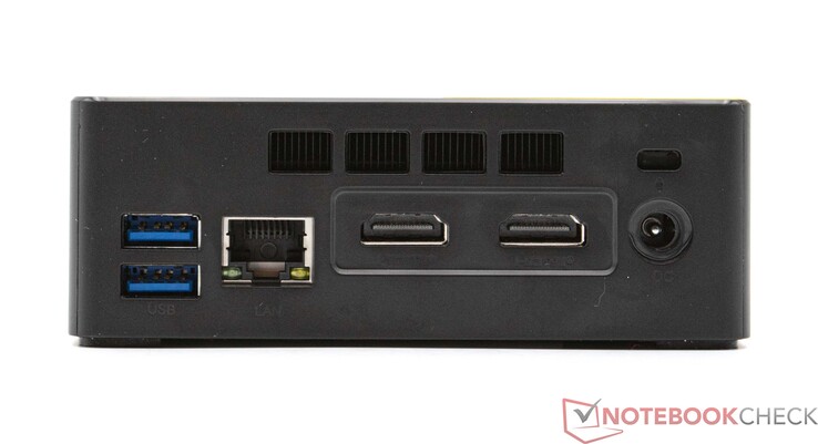 Traseira: 2x USB 3.2 Gen2 (10 Gbps), GBit-LAN, 2x HDMI (máx. 4K@60Hz), conexão à rede elétrica (12V 3.0A)