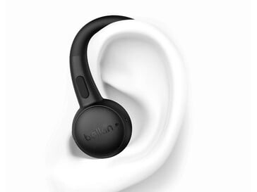 Os fones de ouvido SoundForm ActiveFit têm ganchos de silicone para um encaixe seguro. (Fonte da imagem: Belkin)