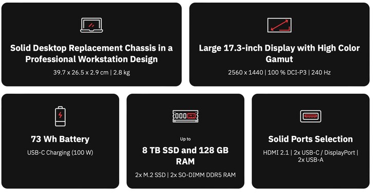 Uma tela de 17 polegadas e 240 Hz bem especificada também é oferecida.