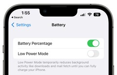 A porcentagem da bateria finalmente retornou à barra de status no iOS com iOS 16 Beta 5. (Fonte da imagem: MacRumors)